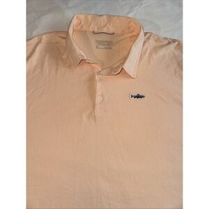 PATAGONIA Pale Blush Sherbet Polo Shirt Trout Fish Logo Organic Cotton XL